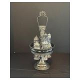 Silver-Plated Cruet Set with Glass Bottles