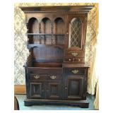 Wooden Hutch with Cabinetry and Shelving