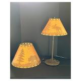 Metal Lamp with Two Wild Animal-Themed Shades
