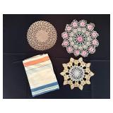 Crochet Doilies and Linen Napkin