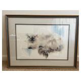 Framed Watercolor Cat Artwork