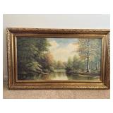Framed Landscape Oil Painting