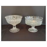 Pair of Clear Glass Pedestal Bowls