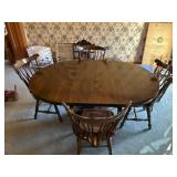 Wooden Dining Table With Spindle Back Chairs