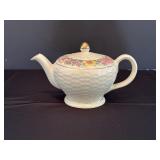Floral Ceramic Teapot with Gold-Toned Finial