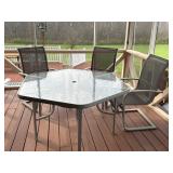 Outdoor Patio Table w/ Three Mesh Chairs