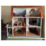 Victorian-Style Wooden Dollhouse w/ Furniture