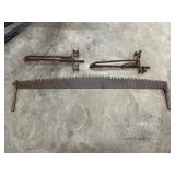 Two-Man Crosscut Saw with Sawbuck Clamps