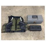 Fishing Vest and Two Tackle Boxes Set