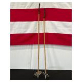 Vintage Bamboo Ski Poles with Metal Tips