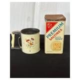 Androck Flour Sifter and Nabisco Tin