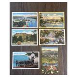 Set of 6 Vintage Postcards w Messages & Stamps