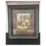 Framed Artwork of European Street Scene