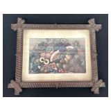 Folk Art Wooden Frame with Fruit Print