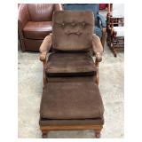 Wooden Armchair w/ Matching Ottoman