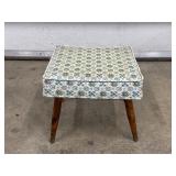 Mid-Century Footstool With Upholstered Seat