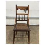 Wooden Chair with Caned Seat and Turned Legs
