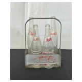 Pepsi-Cola Glass Bottles w/ Metal Carrier