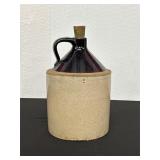 Stoneware Jug with Black Glazed Top and Cork