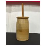 Stoneware Butter Churn with Wooden Plunger