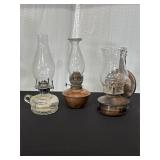 Three Glass and Metal Oil Lamps