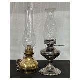 Brass and Silver-Tone Oil Lamps