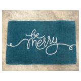 Teal Doormat With Be Merry Script