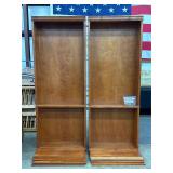 Two Matching Wooden Bookcases With Shelves