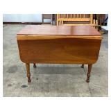 Wooden Drop-Leaf Dining Table With Turned Legs