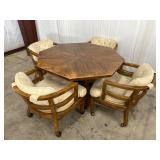 Octagonal Table with 4 Chairs on Casters