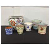 Set of Six Decorative Ceramic Pots and Planters