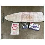 Ironing Board, Cover, and Singer Iron Set