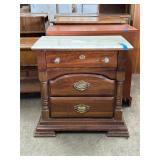 Wooden Nightstand With Marble Top