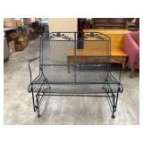 Metal Garden Rocker Bench with Mesh Design