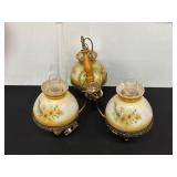 Hanging Light Fixture With Floral Glass Shades