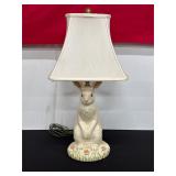 Rabbit-Shaped Table Lamp With Floral Base