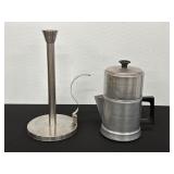 Paper Towel Holder and Aluminum Coffee Pot