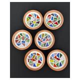 Set of Six Ceramic Coasters with Mosaic Design