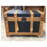 Wood and Leather Storage Trunk with Metal Accents