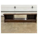 Wooden Shelf with Open Storage and Mirror