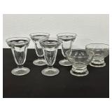 Set of Six Clear Glass Ice Cream Dishes