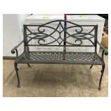 Metal Outdoor Bench With Decorative Back