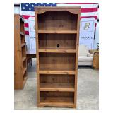 Tall Wooden Bookcase With Warm Finish