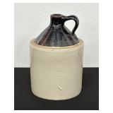 Stoneware Jug With Dark Glaze Top and Handle