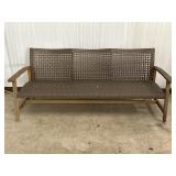 Wood And Woven Outdoor Bench