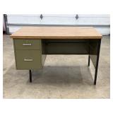 Metal Office Desk With Wood Veneer Top