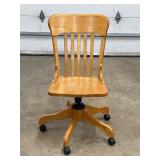Oak Wood Office Desk Chair on Casters