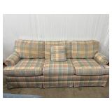 Plaid Upholstered Three-Seater Sofa