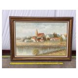 Framed Landscape Oil Painting