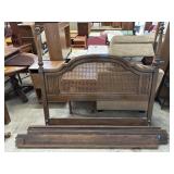 Wooden Bed Frame with Woven Headboard